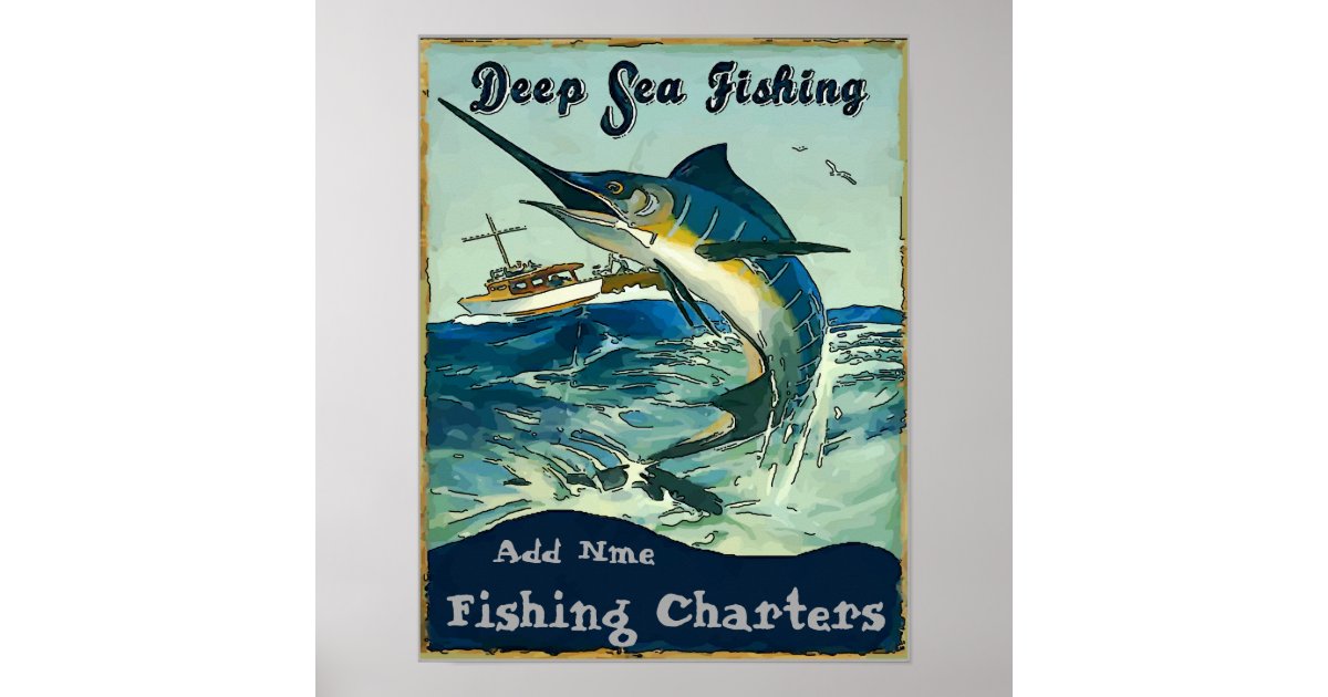 Fishing Charters, add names Poster | Zazzle