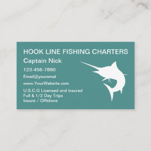 Fishing Charters Boat Captain Marlin Design Business Card