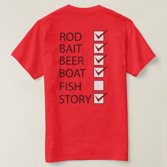 Fishing Check Off List Mens Funny T-shirt Red (Design Back)