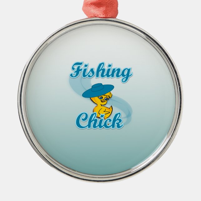 Fishing Chick #3 Metal Ornament (Front)