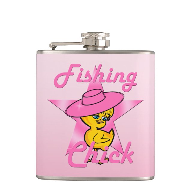 Fishing Chick #8 Hip Flask (Front)