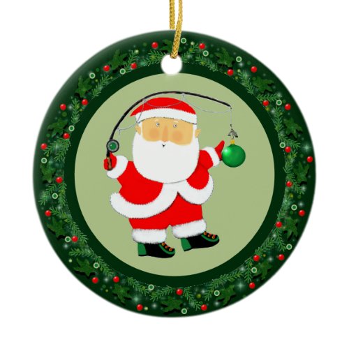 Fishing Christmas Collectible Ceramic Ornament