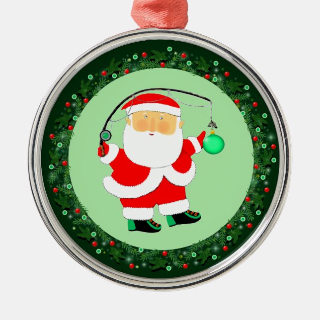 Fishing Christmas Collectible Ceramic Ornament (Front)