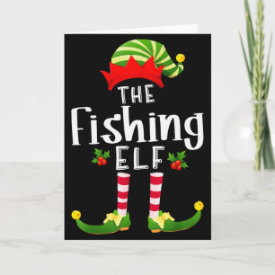 Fishing Christmas Elf Matching Pajama X-mas Party Card