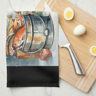 Fishing Christmas for fishing lovers Kitchen Towel