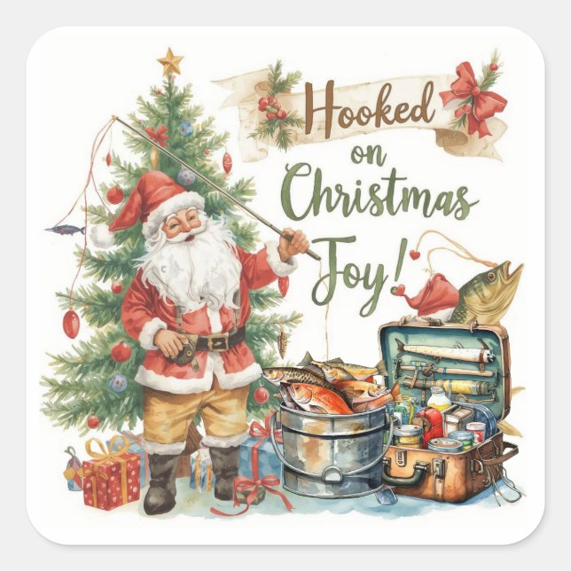 Fishing Christmas for fishing lovers  Square Sticker (Front)