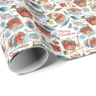 Fishing Christmas Gift bag Wrapping Paper