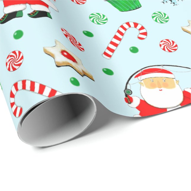 Fishing Christmas Holiday Gift Wrapping Paper (Roll Corner)