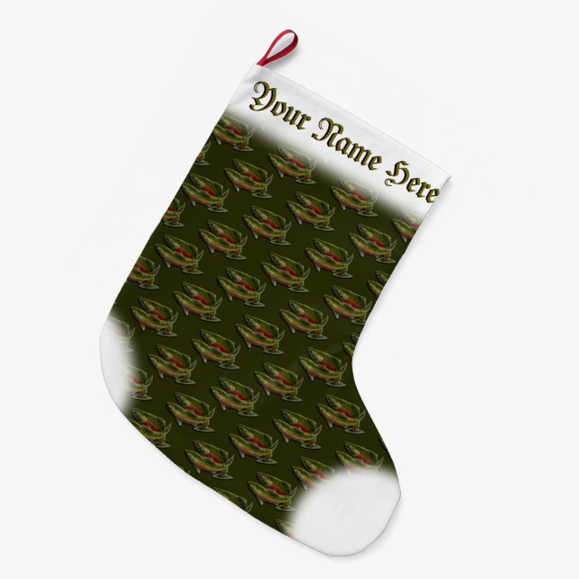 Fishing Christmas Stocking Custom Salmon Stocking (Front (Hanging))