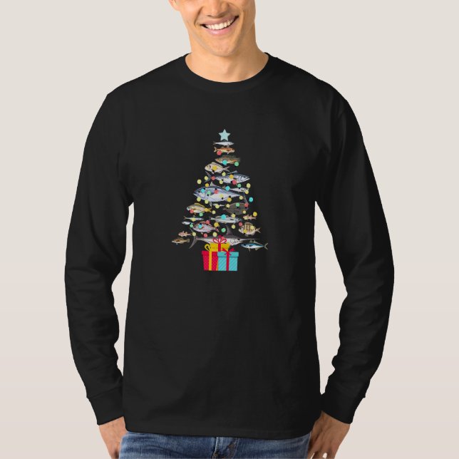 Fishing Christmas Tree T-Shirt (Front)
