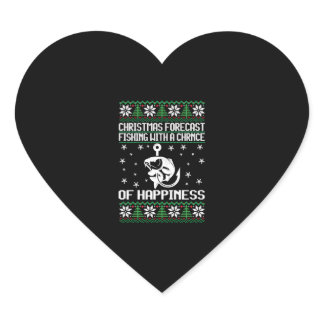 Fishing Christmas - Ugly Christmas sweater Heart Sticker