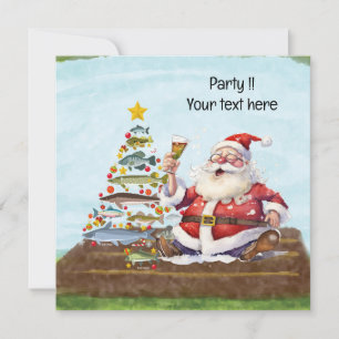 Fishing Christmas with Santa Claus Invitation