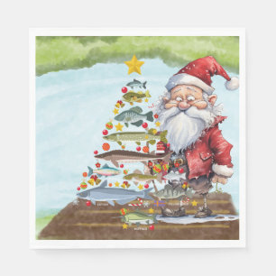 Fishing Christmas with Santa Claus Napkins