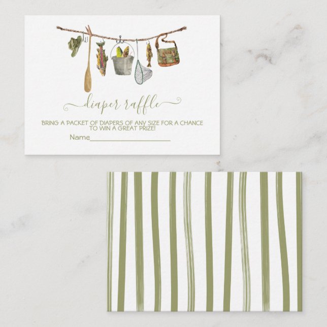 Fishing clothesline Diaper Raffle card (Front/Back)