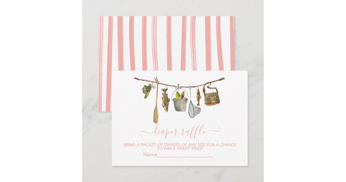 Clothes Line Raffle Fishing clothesline Diaper Raffle Girl card | Zazzle