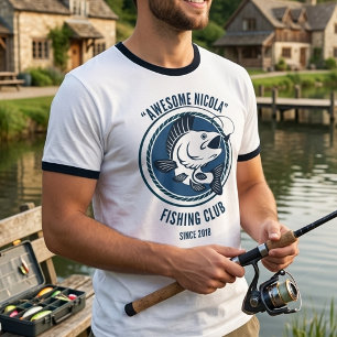 Fishing Club Est Year Retro Ringer T-Shirt