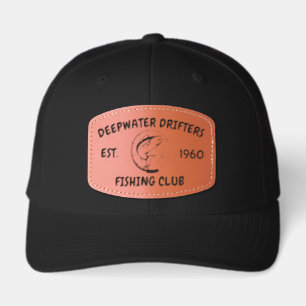 Fishing Club Fisherman's Boating Trip Keepsake Lea Leather Patch Hat