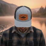Fishing Club Fisherman's Boating Trip Keepsake Leather Patch Hat<br><div class="desc">Fishing club or fishing trips souvenir design with a fish,  add your club/company name and established year.</div>