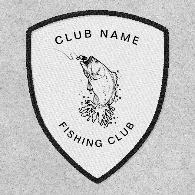 Fishing Club Name Fish Bait Drawing Shield Patch (Front)