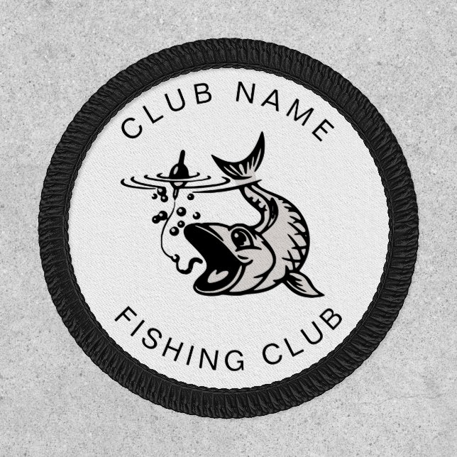 Fishing Club Name Fish Taking bait Illustration Patch (Front)