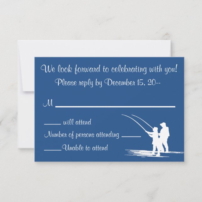 Fishing Couple Wedding Invitation Reply RSVP Cards (Front)