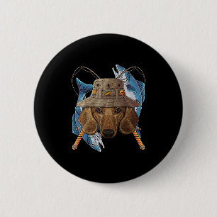 Fishing Dachshund Outdoor Fisherman Dog Cute Fly F Button