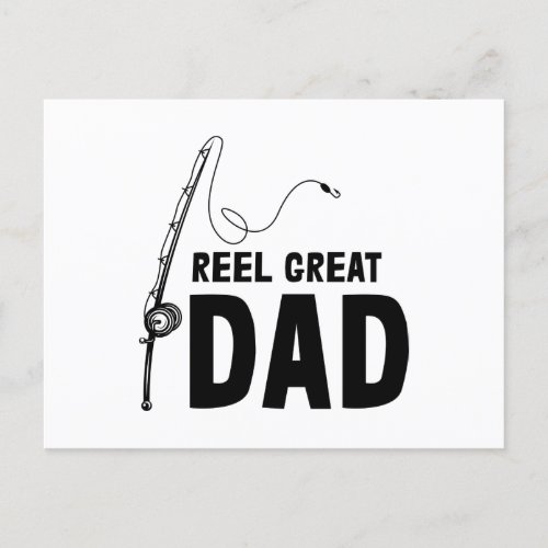 Fishing Dad Reel Great Dad Happy Fathers Day Announcement Postcard