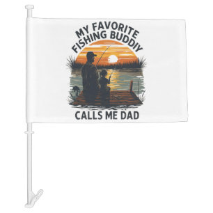 Fishing Dad Sunset Car Flag