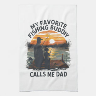 Fishing Dad Sunset Kitchen Towel