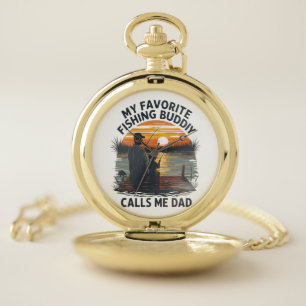 Fishing Dad Sunset Pocket Watch
