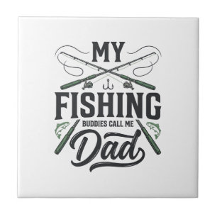 Fishing Dad Vintage Engraved  Shirt Design Ceramic Tile