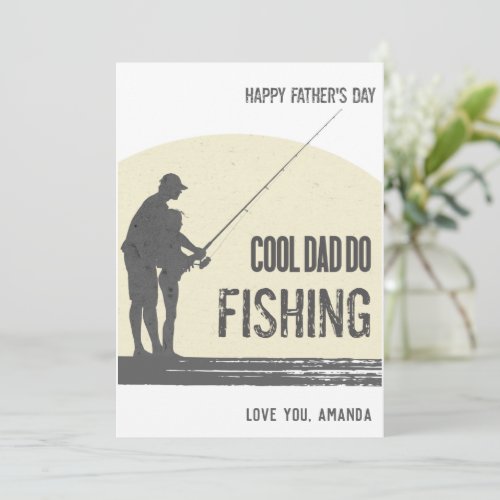 Fishing DadYellowCool PersonalizedFathers day Thank You Card