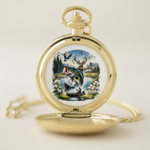 Fishing, Deer, Duck Hunting Pocket Watch
