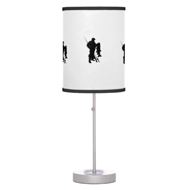 Fishing  Design White Shade Lamp (Front)