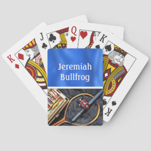 Fishing Design with Rod and Reel personalize Name Poker Cards