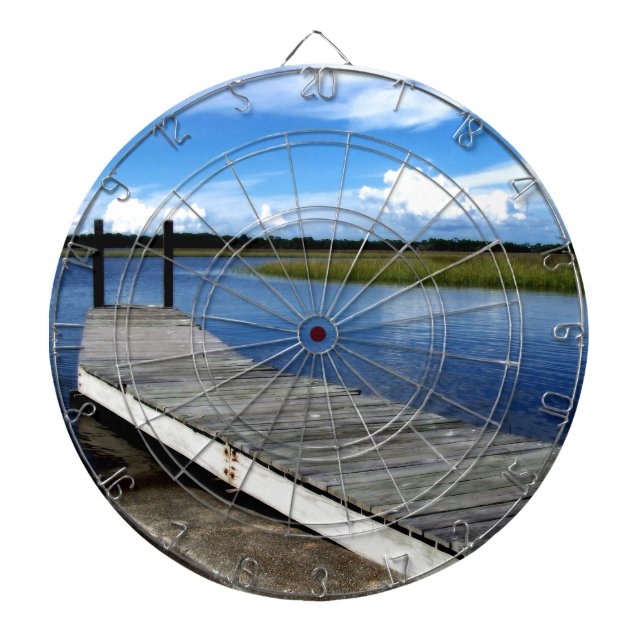 Fishing Dock Photograph Dart Board (Front)