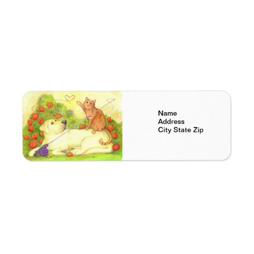 Fishing Dog and Cat  Return Address Labels