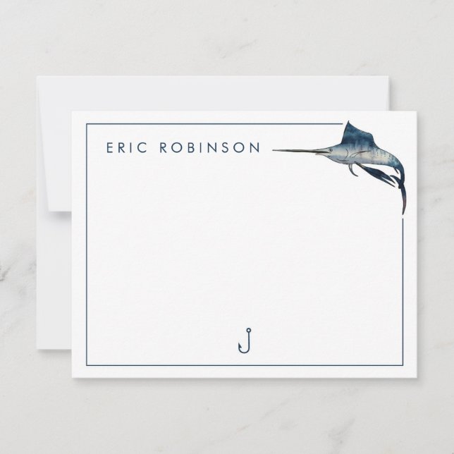 Fishing Enthusiast Personalized Note Card For Men (Front)