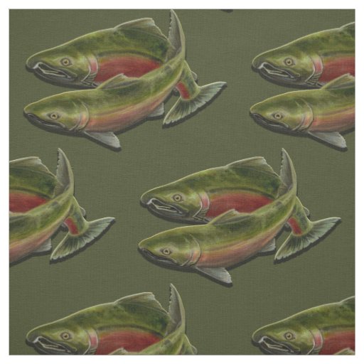 Fishing Fabric Coho Salmon Fish Pattern Fabrics