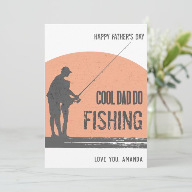 Fishing Fathers day Cards Orange Fisherman (Standing Front)