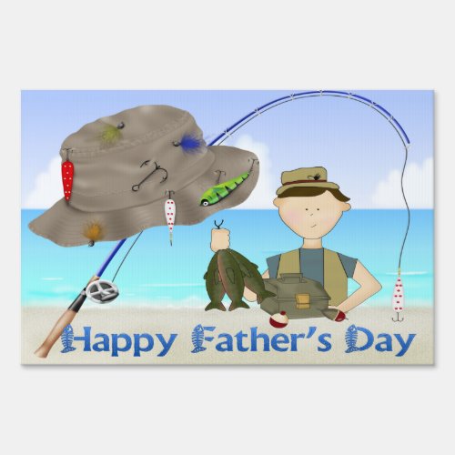 Fishing Fathers Day Yard Sign