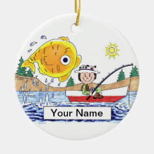 Fishing - Female Ceramic Ornament