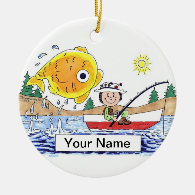 Fishing - Female Ceramic Ornament (Front)