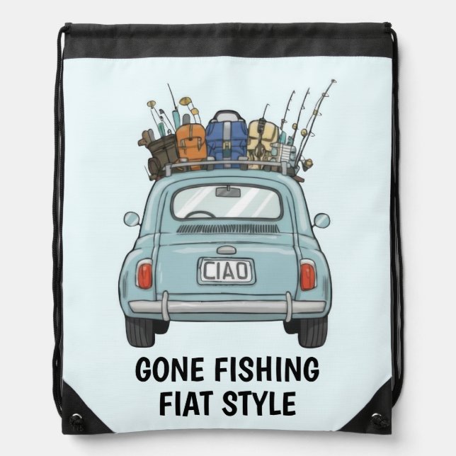 Fishing Fiat Car  Drawstring Bag (Front)