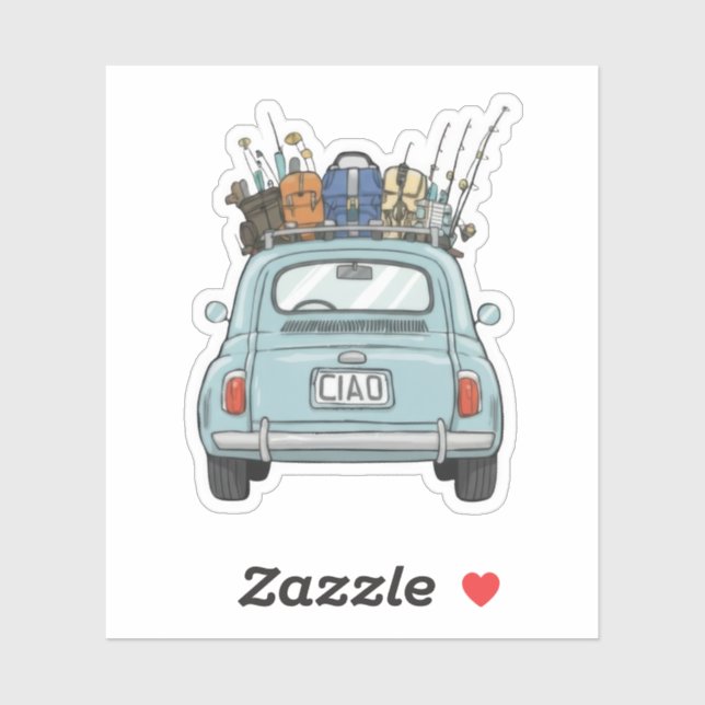 Fishing Fiat Car Sticker (Sheet)
