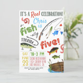Fishing Fifth Birthday Invitation (Standing Front)