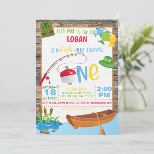 Fishing First Birthday Invitation | Zazzle