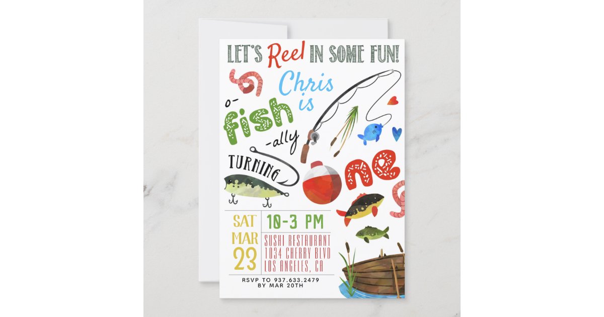 Fishing First Birthday Invitation | Zazzle