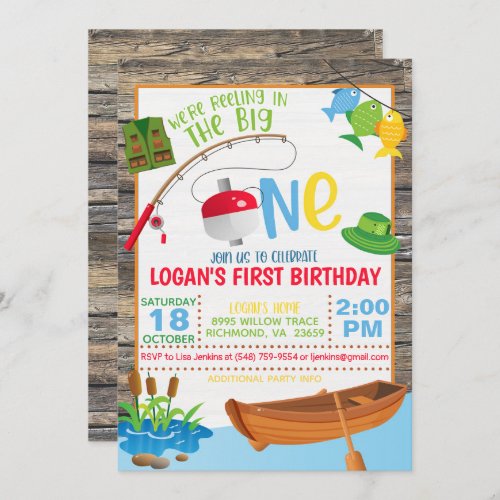 Fishing First Birthday Invitation - The Big One