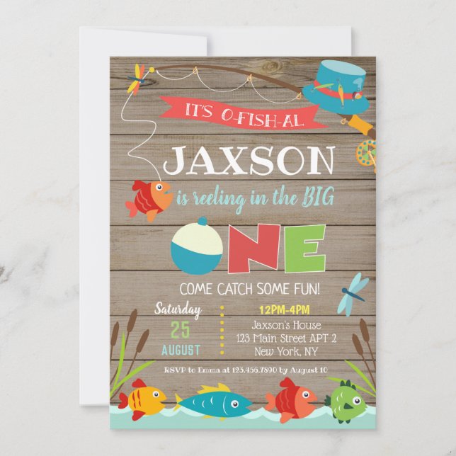 Fishing First Birthday Invitations (Front)